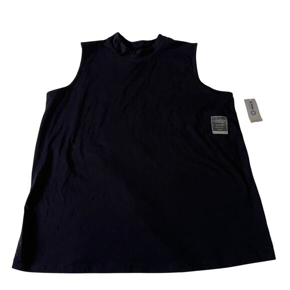 NWT Black Mock Neck Tank Top Plus Sz 1X / 18 / 20W Stretch Casual Layers - Picture 1 of 8